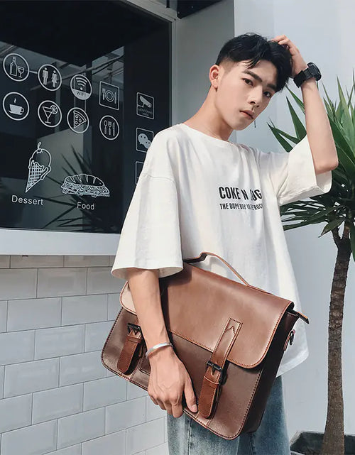 Load image into Gallery viewer, Retro PU Messenger Bag for Men - Casual Shoulder Bag
