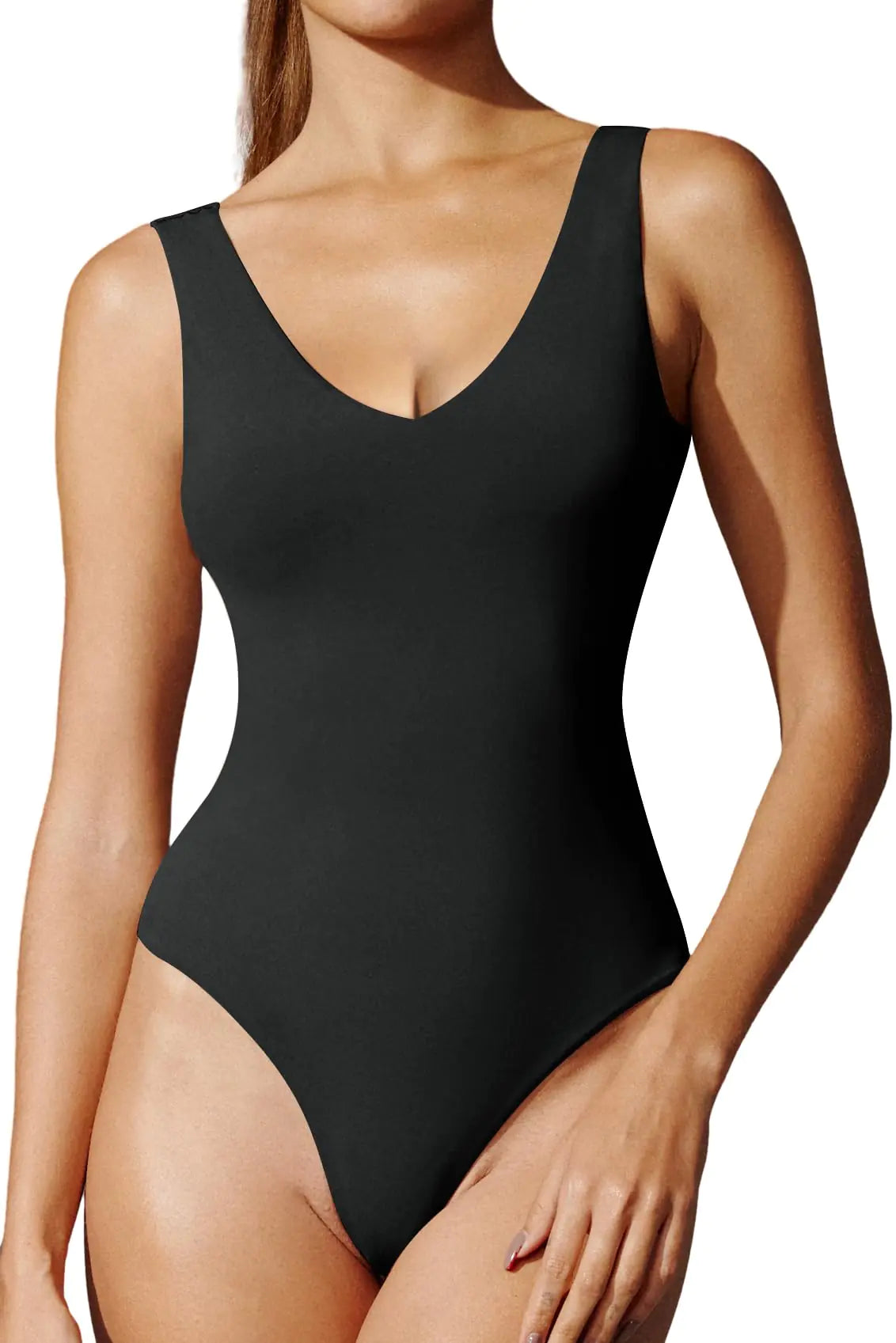 IUGA Bodysuits for Women Tummy Control V Neck Backless Bodysuit Tops Sleeveless Tank Top Body Suits for Women