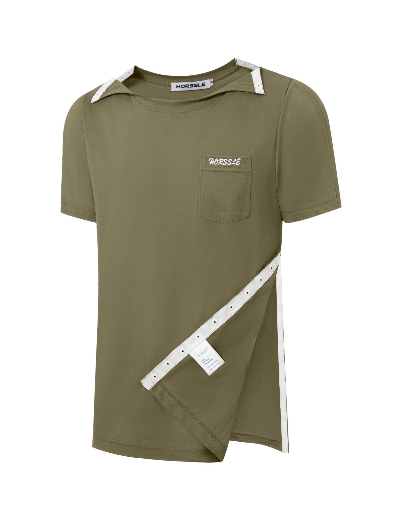 Post Shoulder Surgery Recovery Shirt Comfy Recovery Wear After Surgery Short Sleeve Shirts Full Open Side Snap Chemo & Dialysis Friendly Green