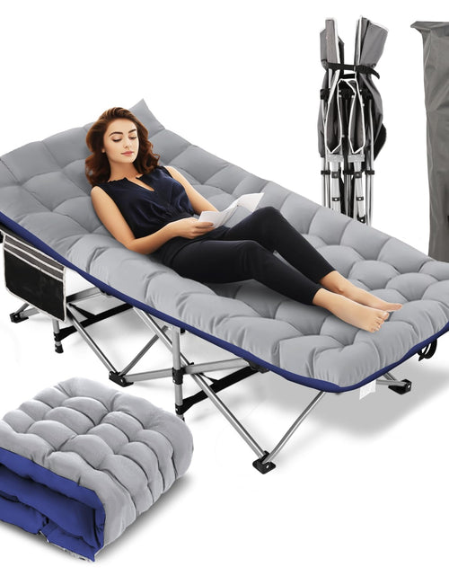 Charger l'image dans la visionneuse de galerie, Nictemaw Folding Camping Cot 900 LBS Heavy Duty Sleeping Cot Portable Camping Cots for Adults Double Layer Oxford with Carry Bag for Home Office Nap and Outdoor Beach
