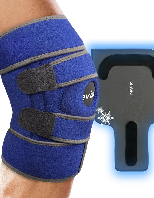 Charger l'image dans la visionneuse de galerie, REVIX Knee Ice Pack Wrap Compression Knee Brace with Upgraded Innovative Soft Pliable Gel Pack Hot and Cold Therapy for Joint Discomfort Post-workout Recovery
