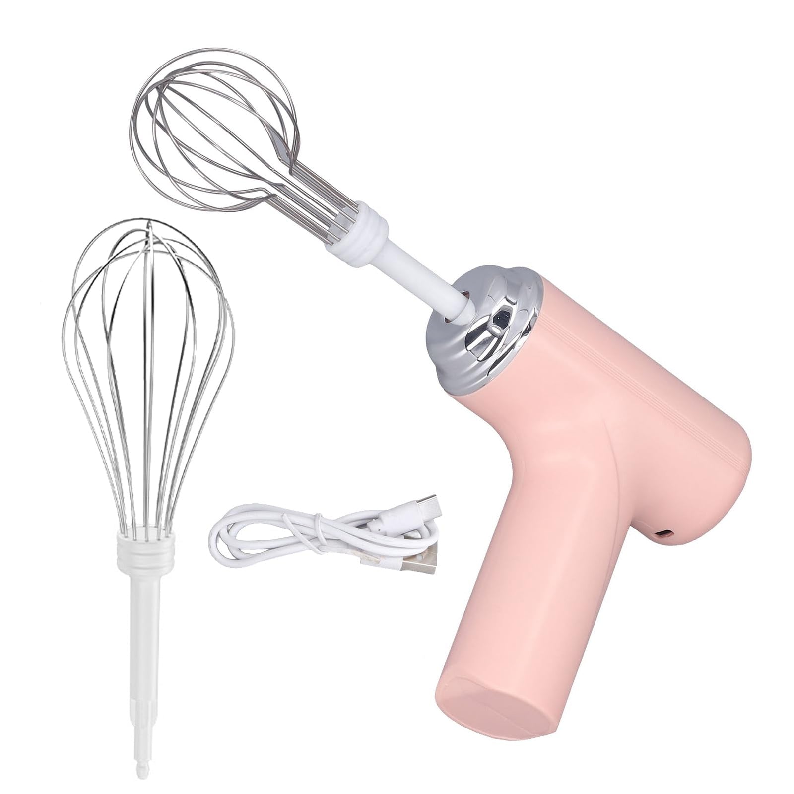 Mixeur électrique sans fil Gigicial, mélangeur électrique portatif avec 3 vitesses de contrôle automatique, idéal pour mélanger bretzels, gâteaux, œufs, pâte, mixeur alimentaire (Rose)