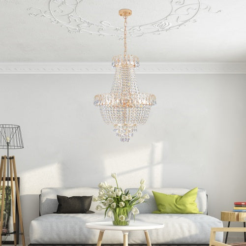 Cargar imagen en el visor de la galería, Golden Crystal Chandelier, Large Modern Luxury Chandelier, Suitable For Living Room, Dining Room, Bedroom, Hallway - No Bulb Unusable Platform - Temu
