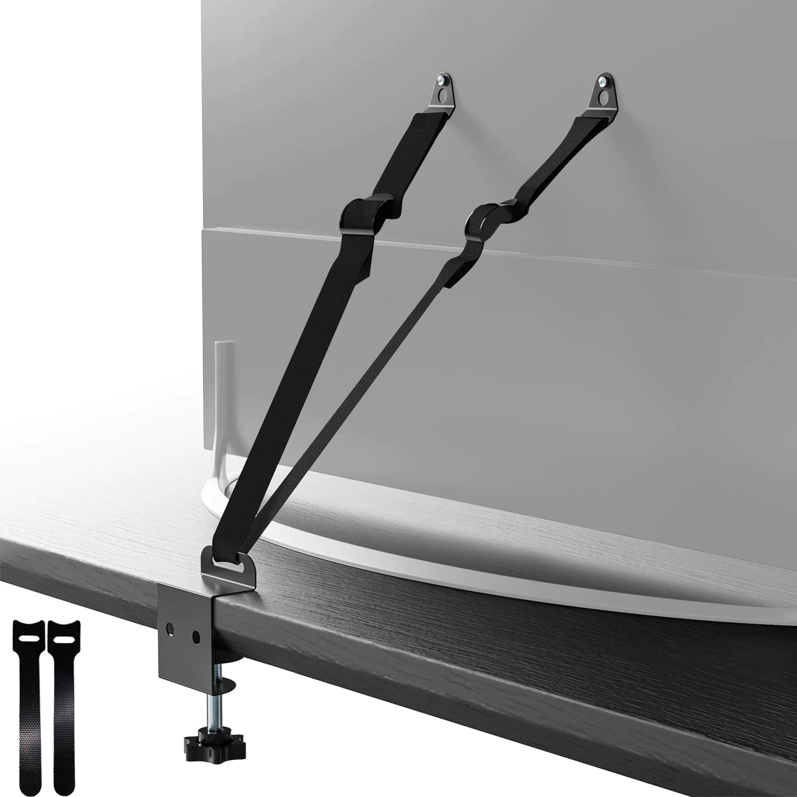 Sangles de sécurité TV PUTOROGA Sangles TV sans perçage Sécurité pour écran plat Ancrages de meubles anti-basculement pour la sécurité des bébés Sangles antisismiques avec pince en C métallique Vis en acier inoxydable 304 pour montage VESA Noir