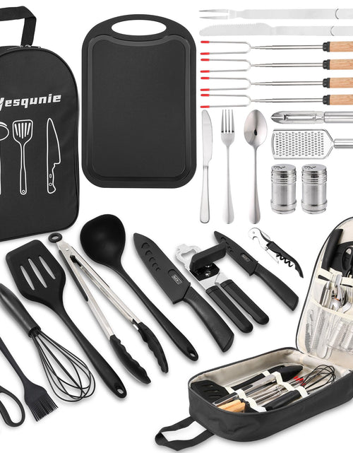 Load image into Gallery viewer, Wesqunie Camping Utensils Cooking Set - Camping Cookware Accessories Set Portable Outdoor Camp Cooking Essentials Equipment Kit Camp Kitchen Organizer Gear for Rv Picnic Grill Travel
