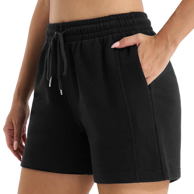 Stelle Womens Drawstring Sweat Shorts Comfy Elastic Shorts Workout Lounge Shorts with Pockets (Black XL)
