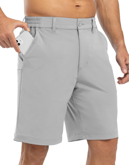 Charger l'image dans la visionneuse de galerie, BGOWATU Mens Hiking Shorts Quick Dry Stretch Golf Shorts 9" Casual Dress Shorts Lightweight for Summer with Pockets Light Gray 32
