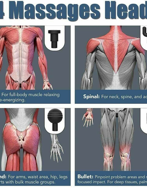 Load image into Gallery viewer, Massage Gun Percussion Massager Deep Tissue Muscle Vibrating Relaxing + 4 Heads
