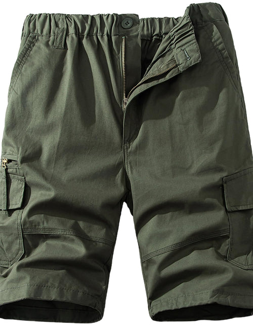 Load image into Gallery viewer, Mylldey Mens Cargo Shorts Elastic Waist Cotton Shorts Relaxed Fit Casual Outdoor Hiking Shorts with Multi Pockets Army Green 3XL
