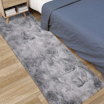 TENNOLA 2x6 Ft Gray Rugs for Bedroom Fluffy Runner Area Rug for Living Room Gray Bedroom Rug Soft Fuzzy Shaggy Carpet for Kids Room Dorm Nursery with Non-Slip Bottom