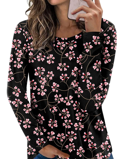 Load image into Gallery viewer, HOTGIFT Womans Casual Tunics Tops Long Sleeve Crewneck Shirts Loose Comfortable Blouse Gypsophila Medium
