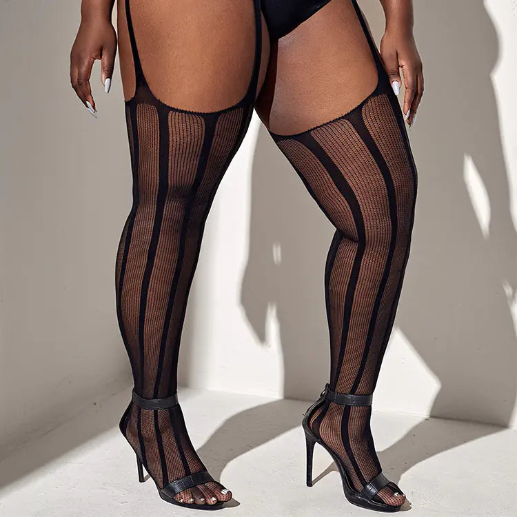 Lingerie transparente en dentelle avec bas antidérapants