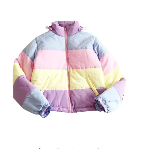 Load image into Gallery viewer, Rainbow Loose Thick Cotton Jacket (Bread Jacket)
