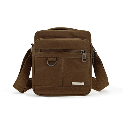 WisePoint Mens Crossbody Bag Canvas Messenger Bag for Men Vintage Shoulder Bag with Adjustable Strap and Handle (brown)
