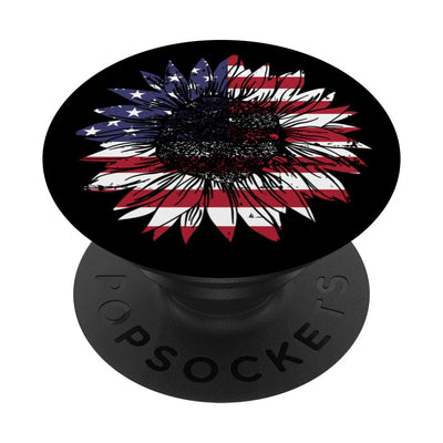 Sunflower US american flag for independence on 4th of july PopSockets Standard PopGrip