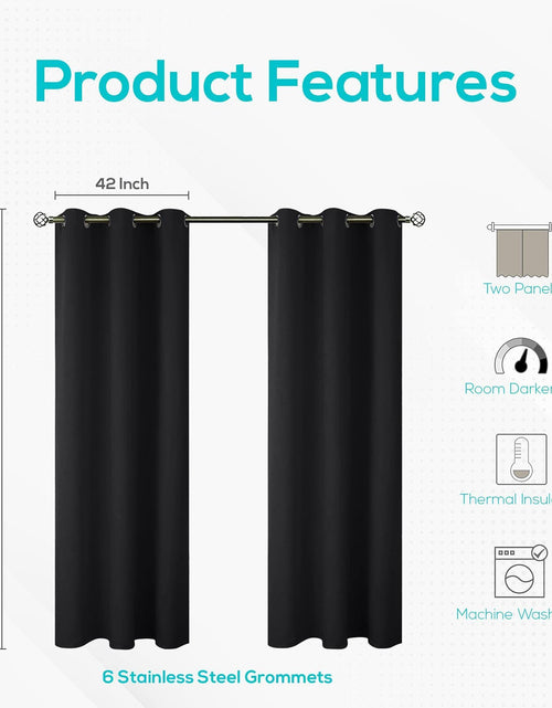Cargar imagen en el visor de la galería, 2 Panels Cozlo Blackout Curtains for Bedroom with Grommet Black Out 42x84 inch
