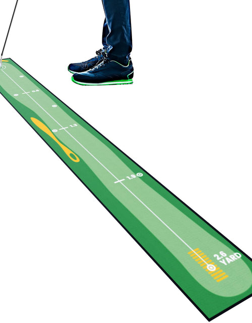 Cargar imagen en el visor de la galería, Ponsonbay Golf Putting Mat Alfombra de Golf para Poner Pelotas de Golf para Interiores y Exteriores, Profesional, con Marcador de Distancia, Base Antideslizante, Accesorios de Golf, Alfombra Portátil de Golf

