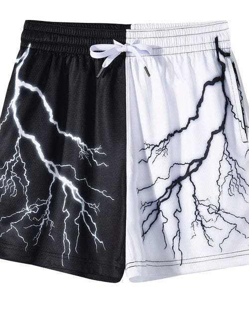 Load image into Gallery viewer, GINTPK Mens Graphic Shorts Sports Cool Mesh Basketball Shorts Casual Flat Front Drawstring Shorts Print Lightning XXL

