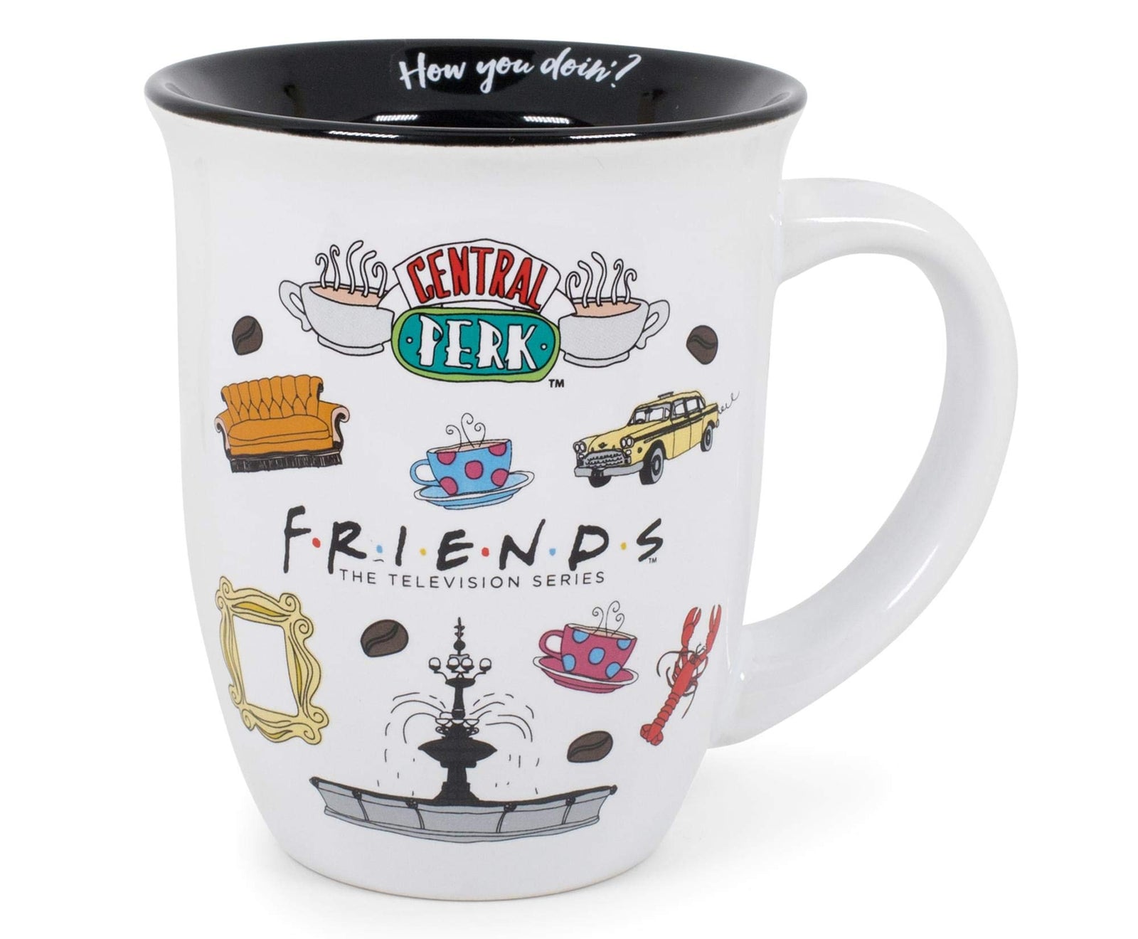 Silver Buffalo Friends Central Perk Logo Wide Rim Ceramic Mug 16 Ounces