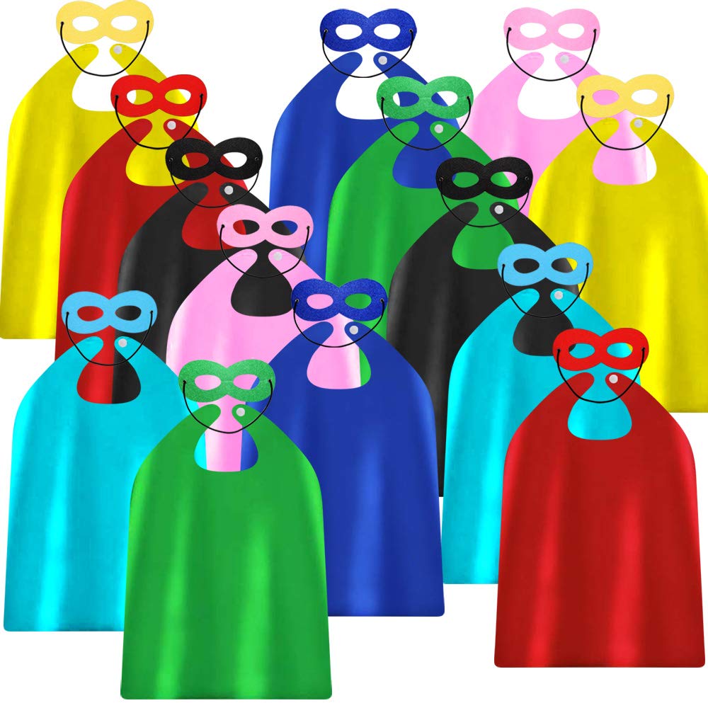 ADJOY Capes et Masques de Super-Héros pour Enfants pour Fête d'Anniversaire - Lot de 28 Pièces (14 Ensembles)