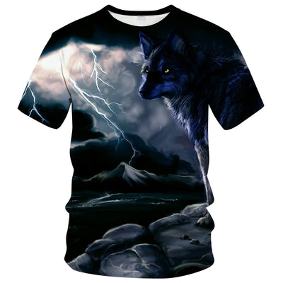 Unisex 3D Printed Short Sleeve Wolf T-Shirt Fashion Crew Neck T-ShirtsMulticolor2S