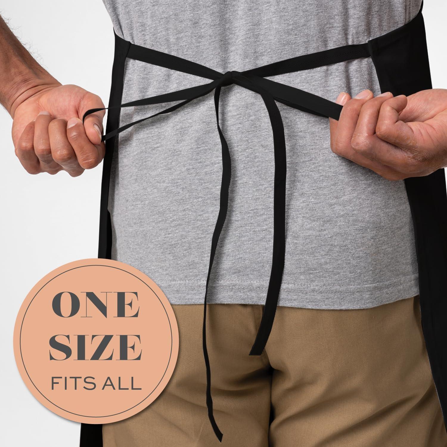 Black Aprons Bulk 12 Pack Commercial Chef Bib Apron for Kitchen One Size Unisex