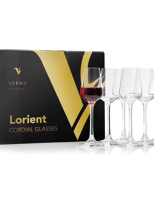 Load image into Gallery viewer, VC VEENU CRYSTAL Wine Glasses | Cordial Stemmed Red &amp; White Port Wine Glass Set | 100% Lead-Free Crystal Glass (2.19 Oz)
