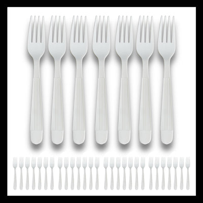 Pokanic Plastic Utensils Fork Individual packaging Silverware Bulk Pack Disposable Cutlery Party Supply Heavy Duty Fork (125 White - Fork)