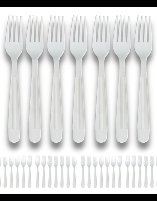 Load image into Gallery viewer, Pokanic Plastic Utensils Fork Individual packaging Silverware Bulk Pack Disposable Cutlery Party Supply Heavy Duty Fork (125 White - Fork)
