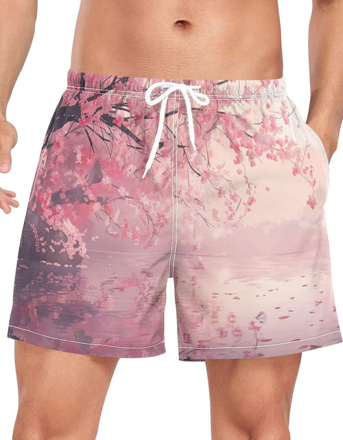 Load image into Gallery viewer, Oarencol Mens 2 in 1 Running Shorts 5" Cherry Blossom Pink Floral Flower Quick Dry Athletic Shorts with Liner Workout Shorts with Pockets M
