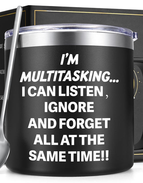 Load image into Gallery viewer, Gtmileo Funny Coffee Mugs Adult Humor IM Multitasking Mug Christmas Birthday Gifts for Office Party White Elephant Employee Boss Coworkers Men Women 14 Oz Stainless Steel Coffee Mug Black

