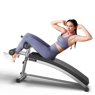 FitinOne Banco ajustable para abdominales con asa de abdominales inversos, equipo de ejercicio abdominal curvado para tu gimnasio en casa, banco de ejercicio más eficaz que las máquinas abdominales y los rodillos romanos