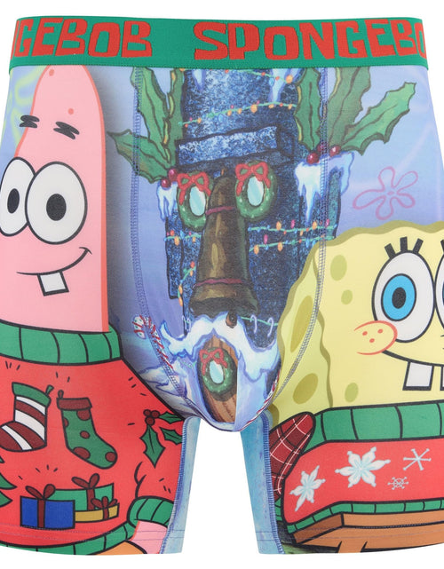 Load image into Gallery viewer, COCO BRANDS Spongebob Mens Boxer Briefs - No Fly Anti-Chafing Stitching Comfort Shaped/Cotton Lined Crotch Multi/Ugly Xmas Sweaters Medium
