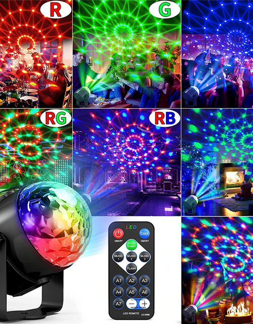 Cargar imagen en el visor de la galería, Luces de discoteca, estroboscópicas, LED, bola de DJ, bombilla activada por sonido, lámpara de decoración para baile
