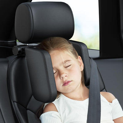 JZCreater Almohada para reposacabezas de coche, almohada para el cuello, reposacabezas para asiento de coche para niños, cojín de almohada de coche ajustable 360° en forma de U para niños y adultos (negro