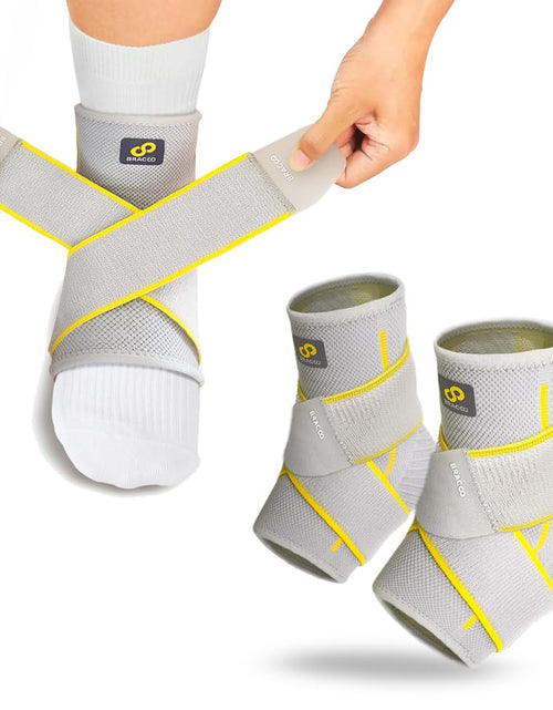 Load image into Gallery viewer, Bracoo 2 Pack Ankle Brace Compression Sleeve for Women &amp; Men Adjustable Ankle Support Strap for Sprained Plantar Fasciitis Pain Relief Injury Recovery Running Workout GYM FS60
