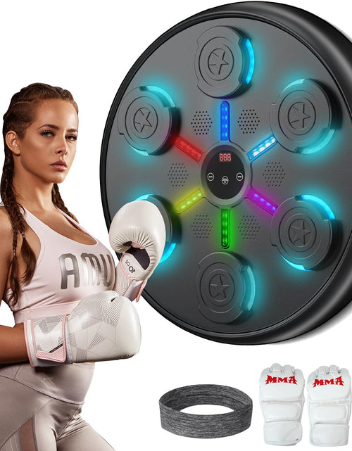 Cargar imagen en el visor de la galería, Máquina de Boxeo Musical, Máquina de Ejercicio de Boxeo Musical para Adultos y Niños, Entrenador Inteligente de Boxeo Musical con Bluetooth, Almohadilla de Boxeo Musical Montada en la Pared con Guantes, Regalo para Cumpleaños y Navidad
