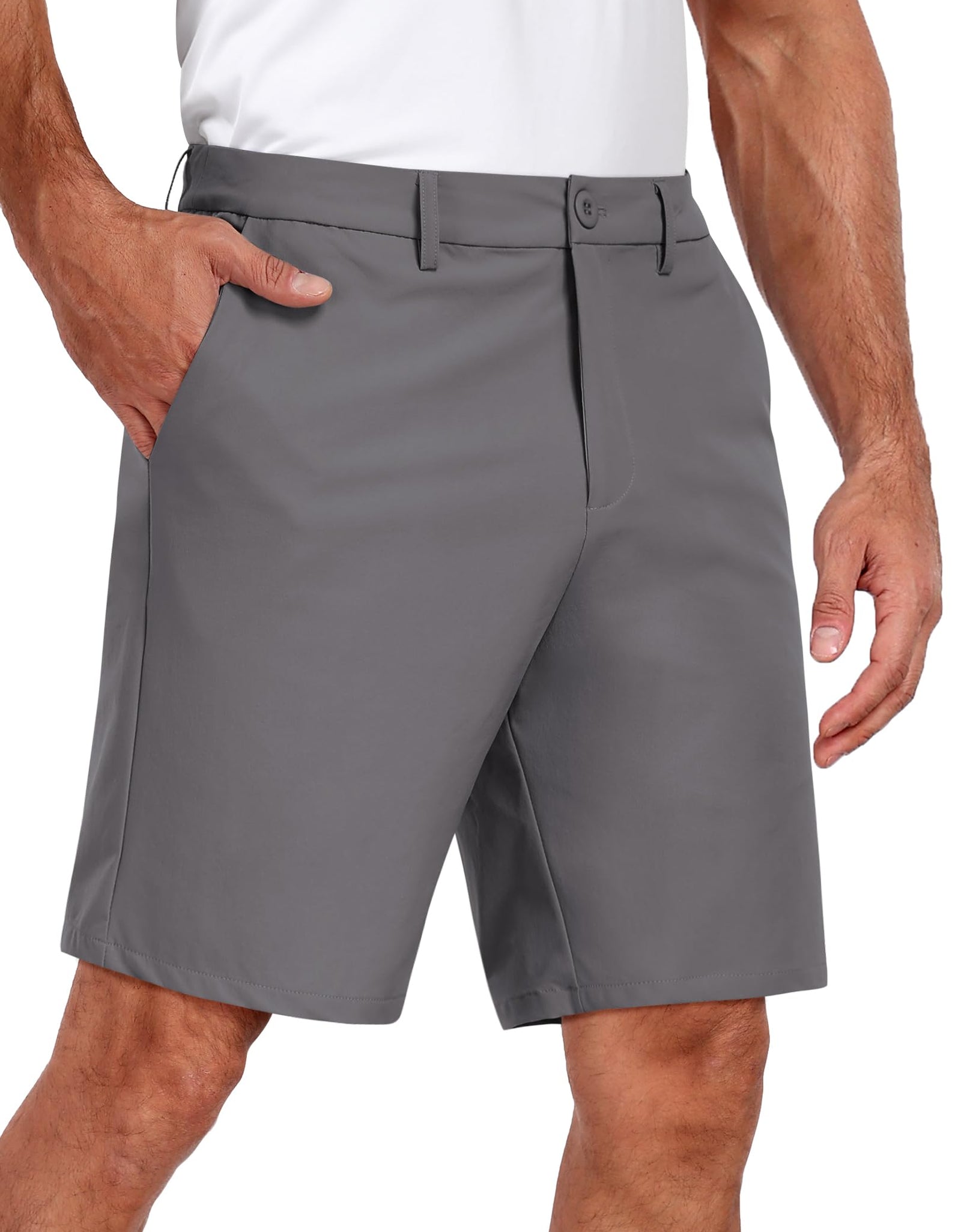 COOFANDY Mens Dress Shorts 7 Inch Inseam Casual Shorts Big and Tall Golf Shorts Black