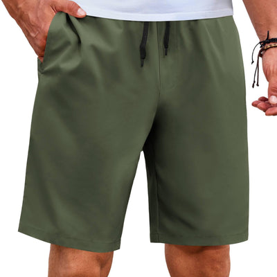 COOFANDY Mens 9" Elastic Shorts Lightweight Beach Summer Shorts Drwastring Khaki Vacation Shorts