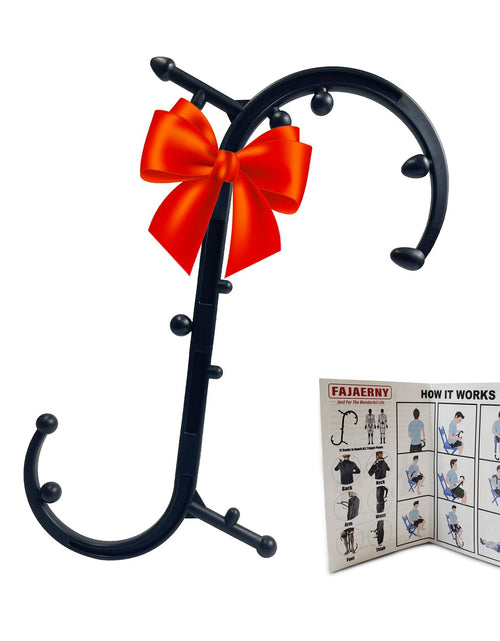 Load image into Gallery viewer, Professional Back Neck and Shoulder Massager - Massage Hook Back Massage Tool Pressure Point Massage Trigger Point Massage Tool Theracane Massage Tool Back Scratcher Deep Muscle Massage(Black)
