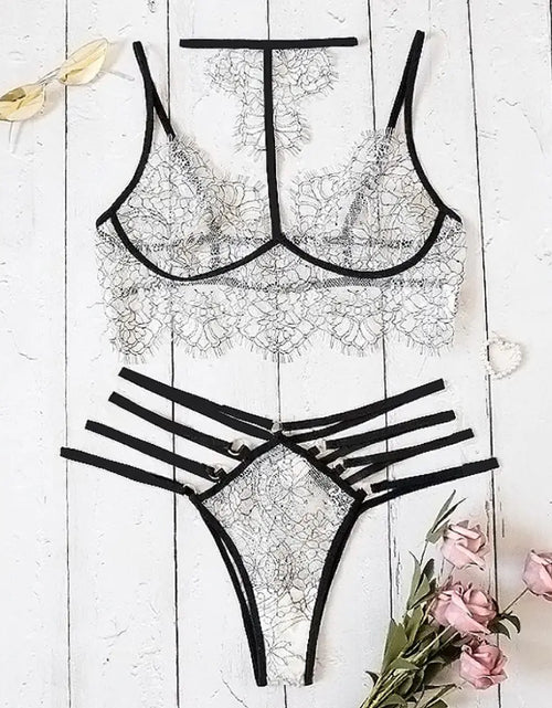 Load image into Gallery viewer, Lace Lingerie Set with Sheer Design and Bodysuit
