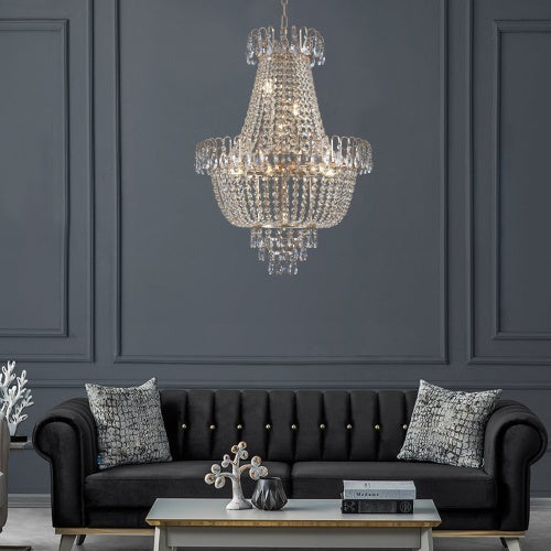 Cargar imagen en el visor de la galería, Golden Crystal Chandelier, Large Modern Luxury Chandelier, Suitable For Living Room, Dining Room, Bedroom, Hallway - No Bulb Unusable Platform - Temu
