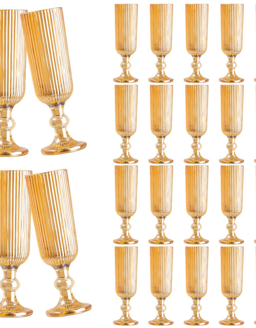 Load image into Gallery viewer, XKXKKE 24 Pcs Glass Champagne Flutes Reusable Fancy Crystal Clear Champagne Glasses 5 oz Colored Glass Elegant Party Drinking Cocktail Wine Glasses Wedding Birthday Bar Goblets Amber Set of 24
