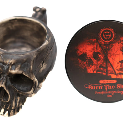 Burn The Ships Shave Bowl & Shave Cream | Lather Bowl | Scuttle Bowl| Shave Mug & Shaving Cream To Lather Your Wet Razor Shave Set | Skull Bowl | Skull Mug Ceramic Shave Bowl & Cream Kit