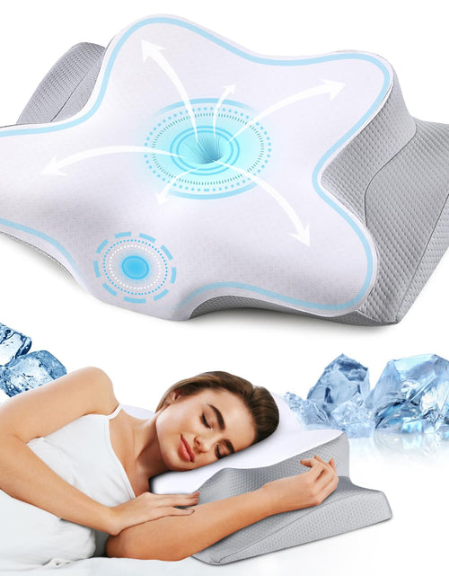 Load image into Gallery viewer, Neck Pillow Cervical Memory Foam Pillows Cooling Contour Pillow for Neck Pain Relief Ergonomic Orthopedic Bed Pillow for Side Back Stomach Sleepers with Breathable Pillowcase
