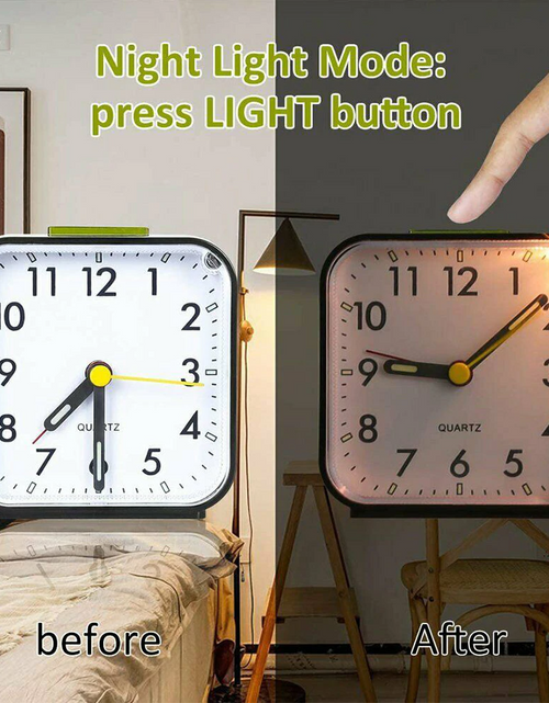 Load image into Gallery viewer, LED Desk Alarm Clock Nightlight Snooze Quiet Non Ticking Battery Powered Bedroom
