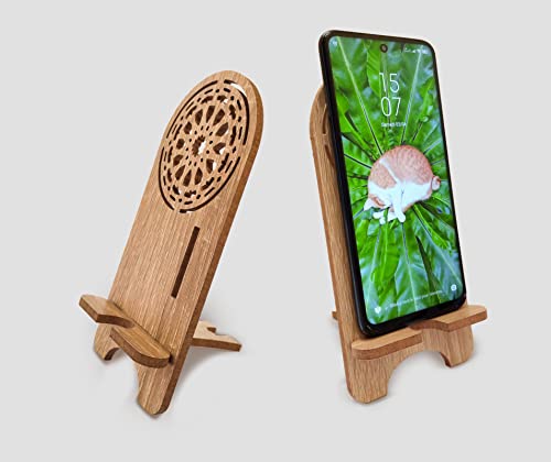Cargar imagen en el visor de la galería, Wooden Cell Phone Stand for Desk Organizer Charging Stand You can use it Horizontally and Vertically - Compatible with iPhone and iPad and Tablets
