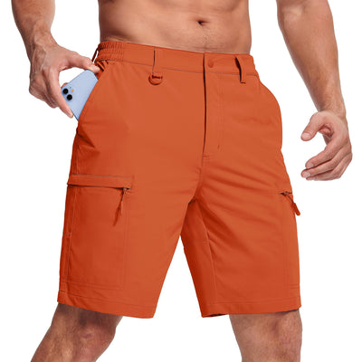 Mens Shorts Cargo Elastic Waistband Tactical Hiker Work Shorts Hiking Quick Dry Summer Shorts Lightweight Fishing Shorts Orange 36