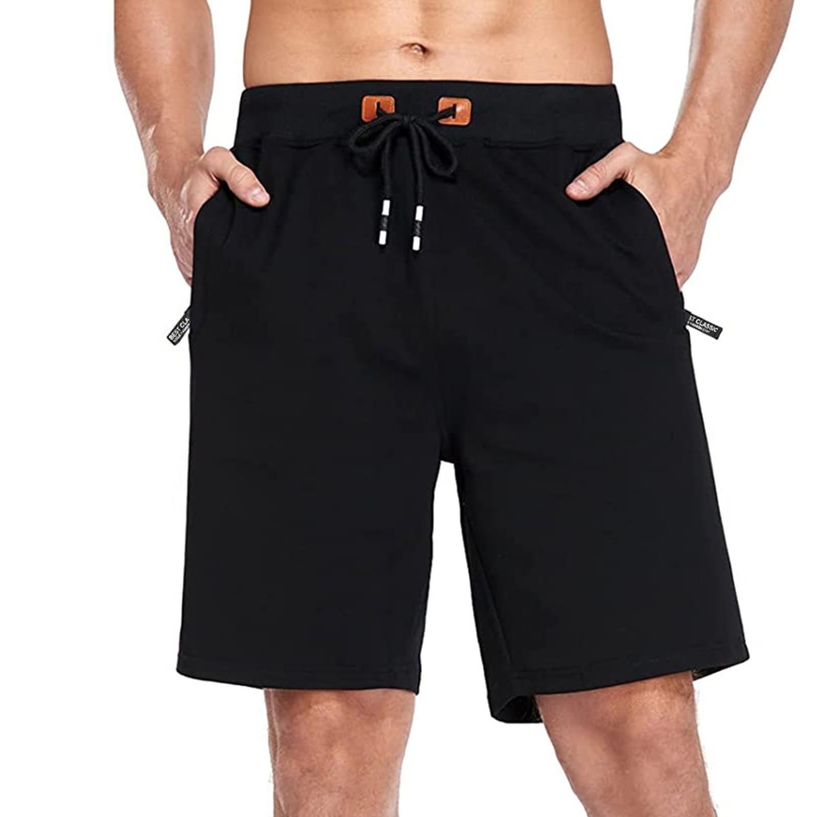 YnimioAOX Mens Shorts Casual Workout Sports Shorts with Zipper PocketsBlack40