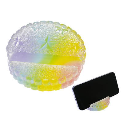 Anheyu Phone StandCute Phone Stand for Cellphone Tablet On DeskRound Phone StandResin Cell Phone HolderColorful and Sparkling Desk Accessories for CountertopTableNightstand (Pentagram)